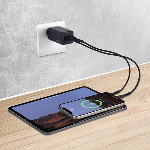 Bonelk Eco Series 65W PD Wall Charger, 3 x USB-C - Black - Digital3d.com.au
